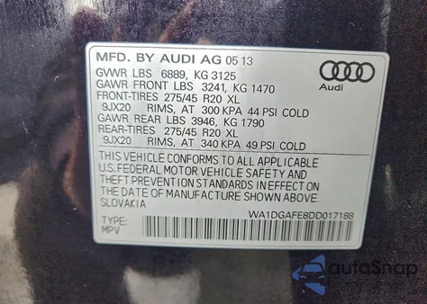 2013 Audi Q7 Prestige from USA, damaged, VIN WA1DGAFE8DD017188